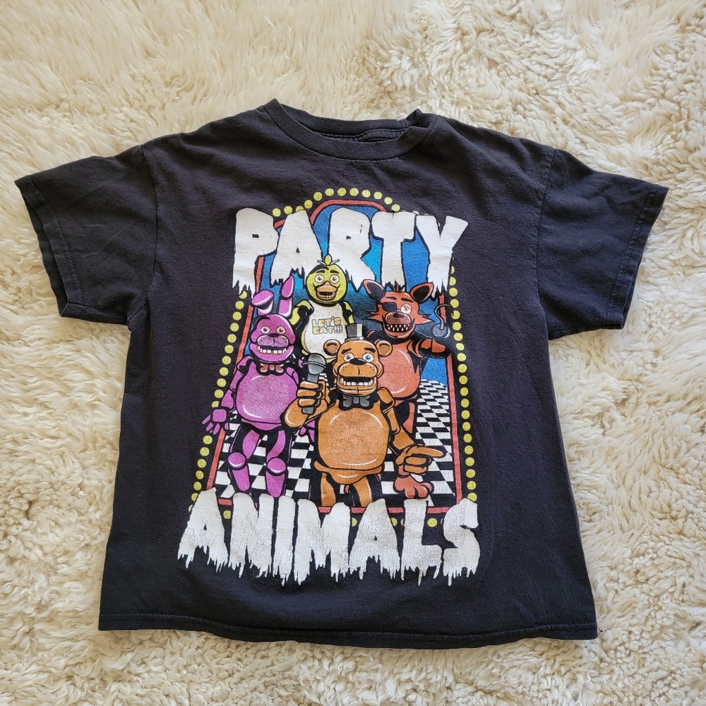 Kids Five Nights At Freddys Party Animals Graphic T-Shirt Medium
